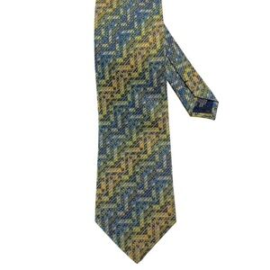 MISSONI Men’s 100% Silk Tie Necktie Zigzag Pattern Multicolor Oversized